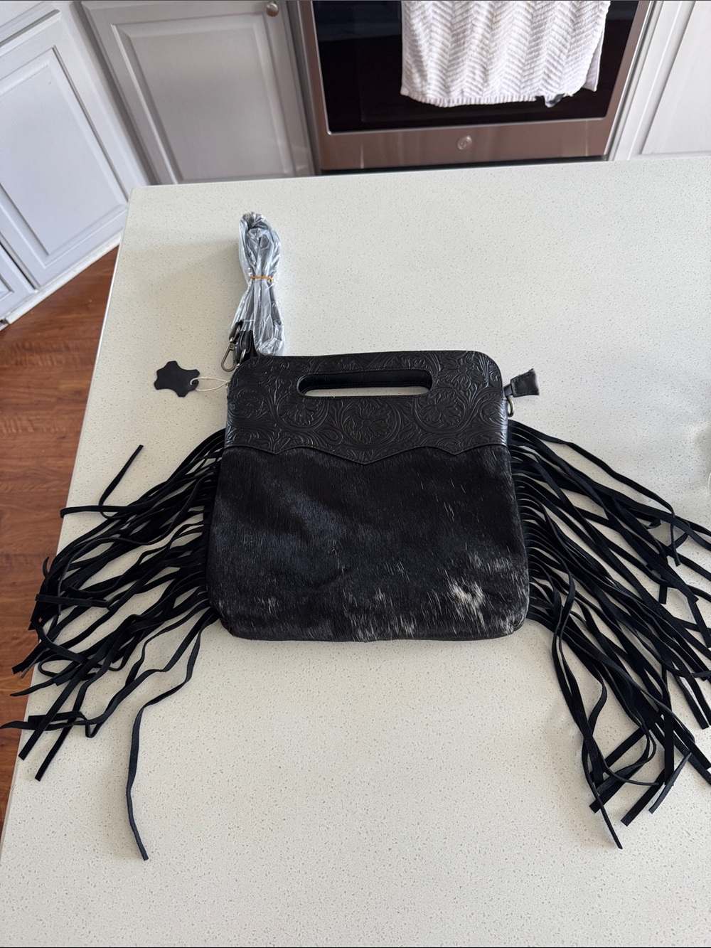 Fringe Cowhide Black Crossbody concealed carry Tote